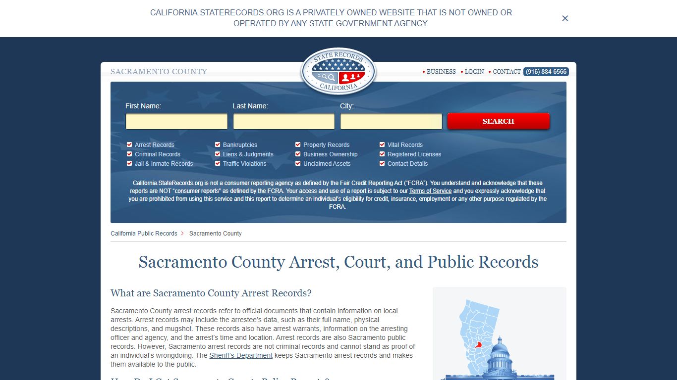 Sacramento County Arrest, Court, and Public Records